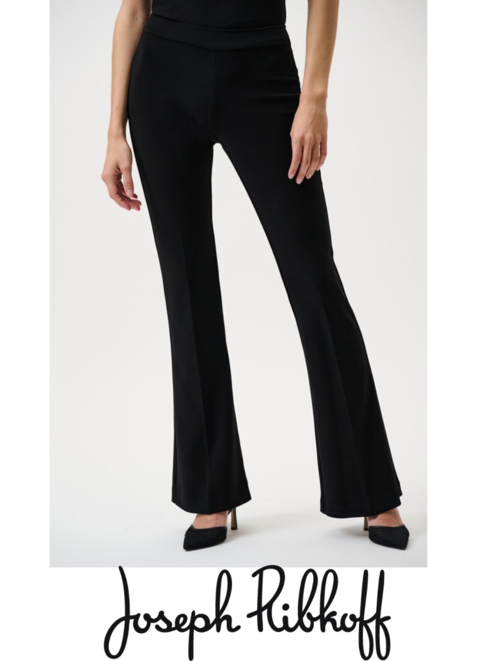 Like New Joseph Ribkoff Classic Flared Leg Black Pull On Pant Size 8